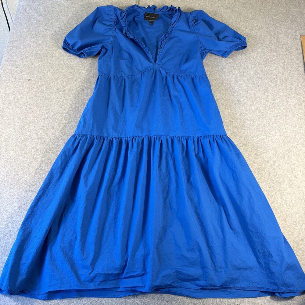 Donna Morgan Cotton Peasant Dress Bright Blue Summer Dress Size 6